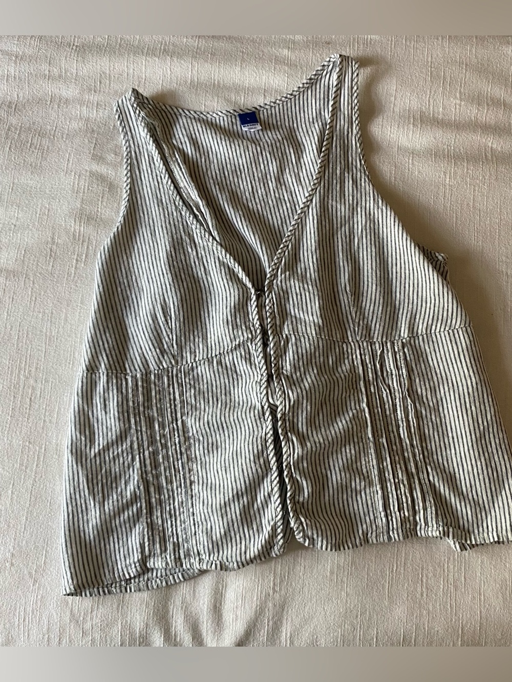 Old Navy Vertical Stripe Linen Blend Tank Top